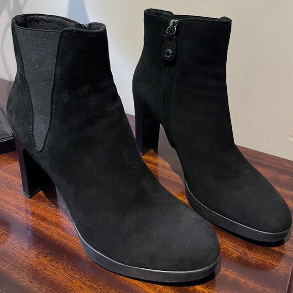 Geox suede Italian leather ankle boots black like new size 10 - Picture 3 of 8